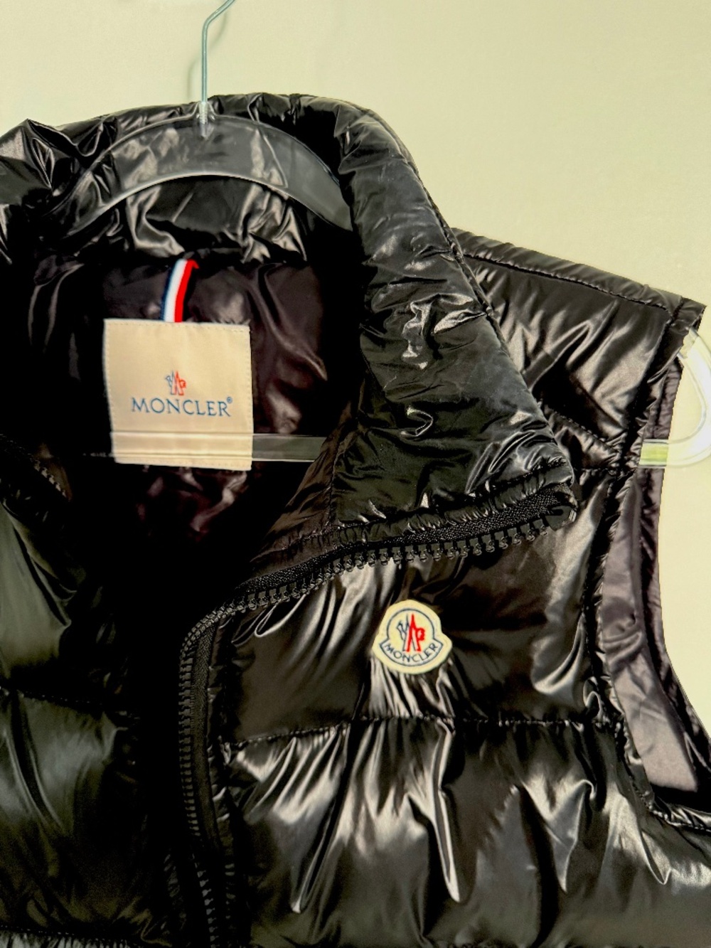 Moncler Shiny Black Puffer Vest Size M